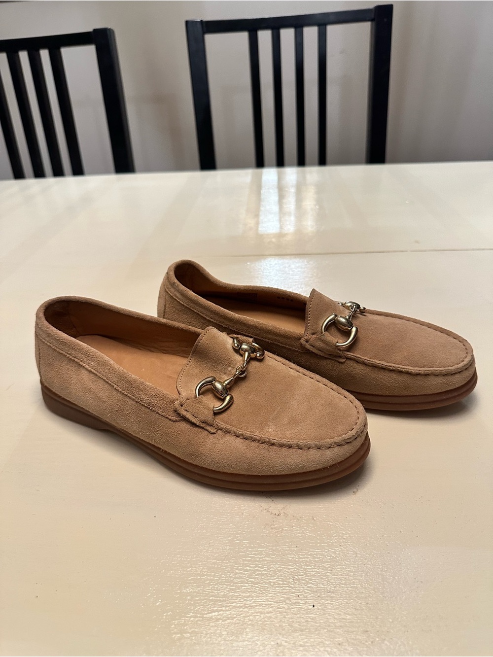 Elizabetta Tan Suede Horsebit Loafers for Women made in Spain - Picture 2 of 8